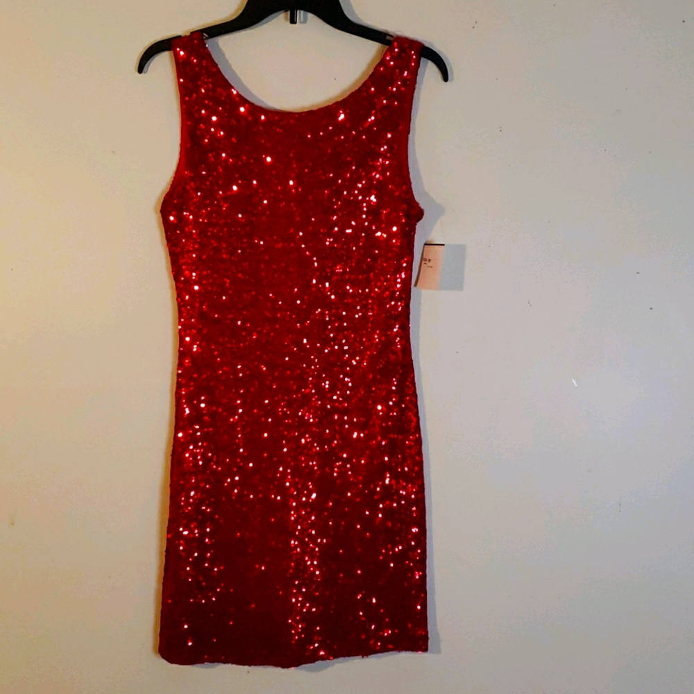 NWT Red Sequin Mini Dress